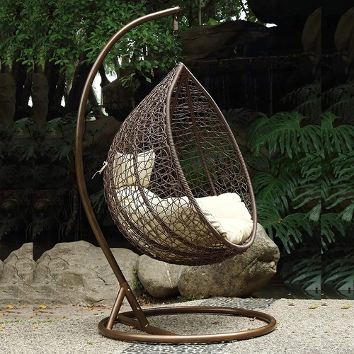 Brown hanging rattan swing - brown,