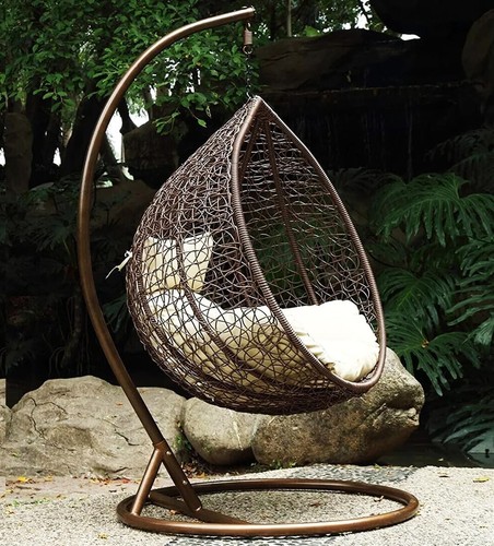 Brown rattan egg chair swing - rattan,